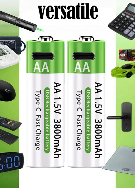 Batterie ricaricabili AA agli ioni di litio LIKEKALA Batterie ricaricabili USB agli ioni di litio 3800 mAh 1,5 V AA + cavo dati e scatola di immagazzinaggio - riparo82