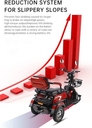 48V 600W Cheapest Long-endurance 3 Passengers  Mobility Electric Vehicle for Elderly Electric Tricycle Scooter Mobility Bike