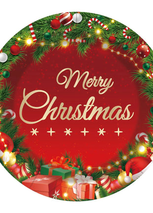 Set di stoviglie per feste di Natale da 10 pezzi, stoviglie usa e getta per albero di Natale, bicchieri di carta, piatti di carta, stoviglie natalizie all'ingrosso - riparo82