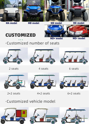 China's Hot Sale 48V/72V Lithium Golf Car 4/6/8 Person Electric Mini Sightseeing Bus Electric Golf Carts - Riparo82