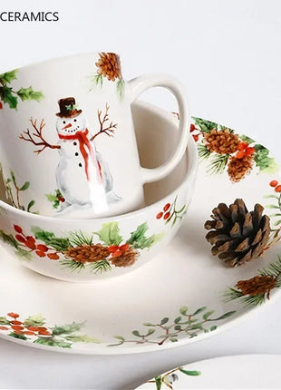 Squisita cena di Natale Piatti creativi Piatto da bistecca in ceramica Pasta sana sottosmalto Posate personalizzate Regalo Forniture da cucina - riparo82