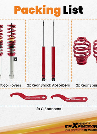 Coilovers Lowering Kit For BMW 3-Series (E46) M3 RWD 1999-2005 Spring Front Rear Coilovers, Suspension Struts