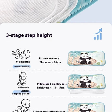 Children Sleeping Pillow For 0-6Y Kids Cartoon Panda Pillows Summer Breathable Cool Ice Silk Pillows Baby Bedding