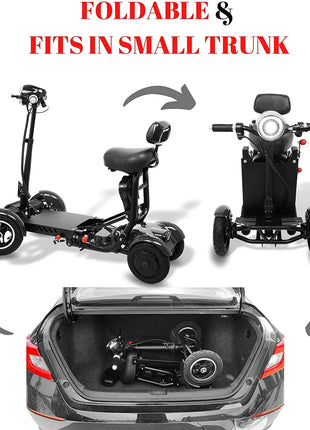 Scooter Mobilità 4 Ruote 500W Doppio Motore 36V - Pieghevole Anziani 3 Velocità - riparo82