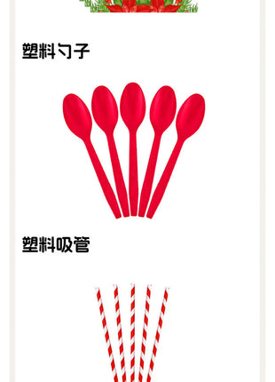 Set di stoviglie natalizie con campana a forma di fiore da 10 pezzi, stoviglie usa e getta, bicchieri di carta e piatti di carta, stoviglie per feste di Natale all'ingrosso - riparo82