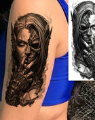 1 Sheet Full Arm Evil Witch Vampire Temporary Tattoos Sleeve Halloween Scary Skull Tatoo Waterproof Horrible Fake Tattoo Sticker - Riparo82