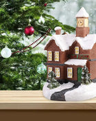 Resina natale LED scena luminosa casa della neve piccola casa del villaggio ornamento di natale decorazione bagliore regalo di capodanno 2023