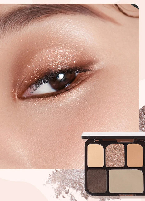 6-Color Earth Tone Eyeshadow Palette With Shimmer& Matte Finishes, Waterproof , Sweat-Resistant, Long-Wearing , Smudge-Proof - Riparo82