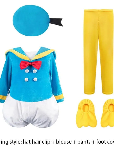 Anime Paperino Daisy Costumi Cosplay Ragazzi Ragazze Prom Wear Bambini Compleanno Carnevale Festa Vestire Stage Prop Abiti per bambini carini