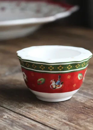 Tesoro tedesco Porcellana dura Giocattolo natalizio Joy Piatto piano multi-angolo Tazza di Natale Piattino Ciotola Candeliere Stili multipli - riparo82