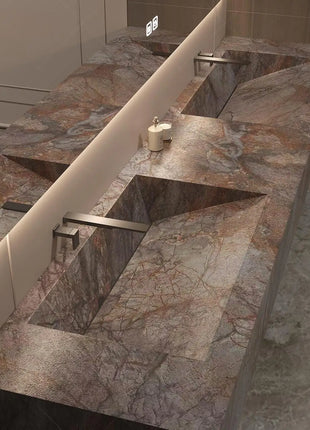 Set da toeletta in pietra senza cuciture, mobiletto da bagno con lavabo monopezzo, lavabo singolo e doppio, resistente alle macchie e durevole, personalizzabile