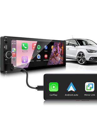 IPS 6.9 Inch 1Din Wired Carplay Android Auto Car Radio Multimedia Video MP5 Player Touch Screen Universal Autoradio Stereo - Riparo82
