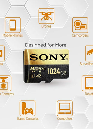 Scheda di memoria SONY TF Scheda Micro SD ad alta velocità da 1 TB 1024 GB 128 GB 256 GB 512 GB A2 U3 V30 Schede Flash SD TF per computer telefono Xiaomi