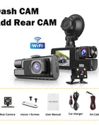 Null 3Channel Dash Cam WiFi 1080P Video Loop Recorder Car DVR Front Rear View Camera Night Vision Recorder Video Car Accessories - Riparo82
