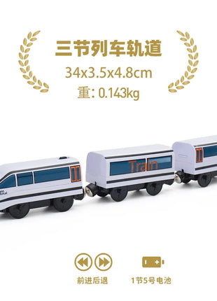 Set di treni elettrici Giocattoli Modello di treno Auto elettrica adatta per ferrovia in legno Pista del treno in legno Regalo di Natale per bambini