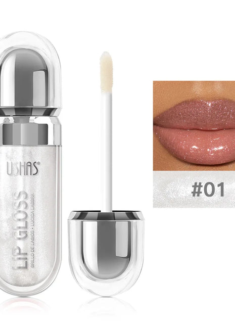 USHAS 12 colors mirror fine flash liquid lipstick pearlescent color waterproof sweatproof non-stick cup lip gloss - Riparo82