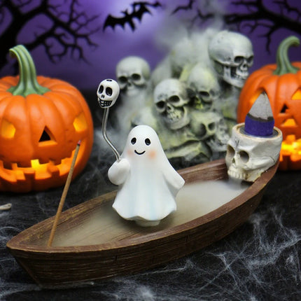 Halloween new resin ghost ship aromatherapy home desktop decoration ghost ship return incense rack burner