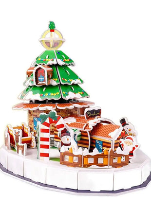 Montessori Casa di Natale Natale Puzzle 3D Treno Albero di Natale Carta di carta Puzzle fatto a mano Modello per bambini fai da te Giocattolo per bambini - riparo82