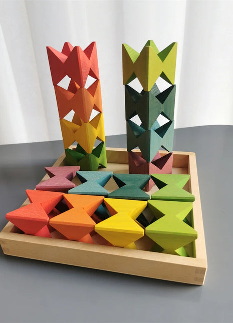Giocattoli Montessori che costruiscono blocchi di farfalle impilabili in legno per giochi educativi per bambini - riparo82