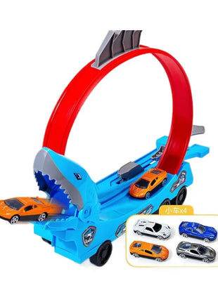 Dinosauro Pista Auto Scorrevole Ferrovia Giocattolo Squalo Binario Assemblato Fai da Te Bambini Giocano Veicoli Giocattoli Educativi per I Ragazzi Regalo - riparo82