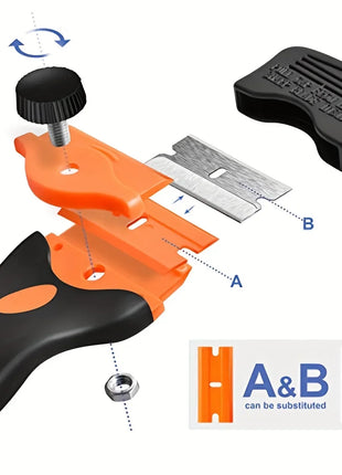 Plastic & Metal Razor Blade Scraper, Window Glass Cleaner, Vinyl Film & Adhesive Remover Tool for Car & Home - Riparo82