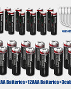 Batterie ricaricabili AA12000mAh AAA 8000mAh ad alta capacità Batterie ricaricabili AA agli ioni di litio Batteria AAA con cavo USB-C - riparo82