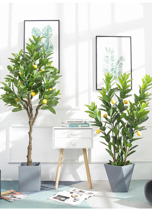 Simulation Green Plant Simulation Lemon Tree Pot Large Green Plant Bonsai Shopping Mall Restaurant Decoration on The Ground