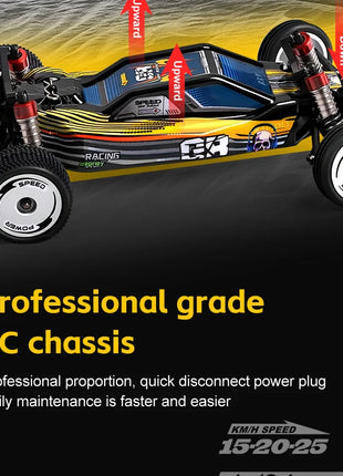 WLtoys 244016 Auto ad alta velocità, proporzionale 1:24, auto RC telecomandate di alta qualità, trazione a due ruote, giocattolo e regalo per ragazzo da corsa