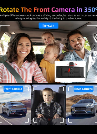10.26" 4K Dash Cam Carplay Android Auto GPS 5G WIFI FM BT Car Dvr 350 ° Rotation Dual Lens Dashcam Truck Camera Drive Recorder - Riparo82