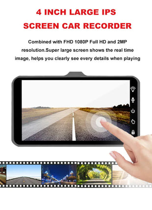 Dashcam 24H Touch Night Vision FULL HD 1080P Front And Rear Camera 4.0 Inch CAR DVR Mirror Digital Video Recorder Dvr Black Box - Riparo82
