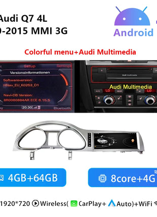 10.25" AutoRadio Android 14 Car Screen For Audi Q7 4L 2005-2015 Multimedia Wireless Carplay Stereo GPS Navigation 4G Audio DSP - Riparo82