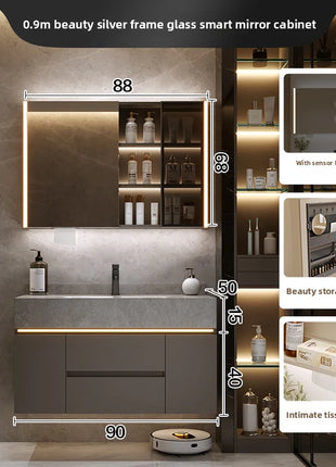 Lavabo integrato Rock Plate, lavabo da bagno, lavabo, combinazione di mobili da bagno, dimensioni multiple disponibili