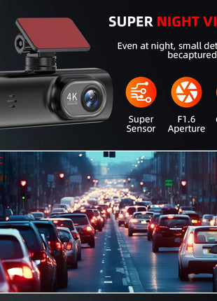 Dash Cam 4K WIFi GPS Front and Rear Night Vision Video Recorder HD 1080P Camera Auto System for car  Bicycles motorcycl summer - Riparo82