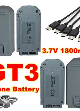 Drone GT3 RC ﻿ Batteria originale 3.7V 1800mAh per V66 Mini Drone Parti V66 CZ06 D16 Quadcopter Batteria/Caricabatterie adatta Accessori - riparo82