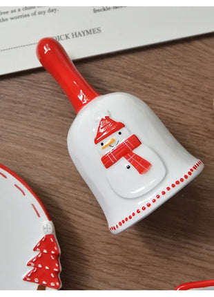 Set di stoviglie natalizie in ceramica dipinta a mano Simpatico piatto da bistecca natalizio Piatto piatto sottosmalto in rilievo - riparo82