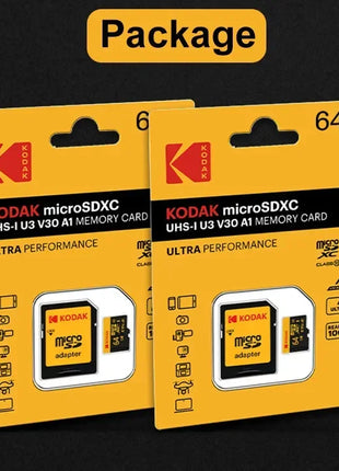 2 pezzi Kodak schede SD Micro TF originali 64 GB U3 V30 scheda Flash 4K scheda di memoria Full HD memoria TF per telefono/computer con adattatore SD