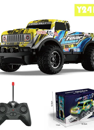 Auto telecomandata Jeep fuoristrada illuminata a LED Piccola proporzione Macchinina giocattolo per bambini non carica