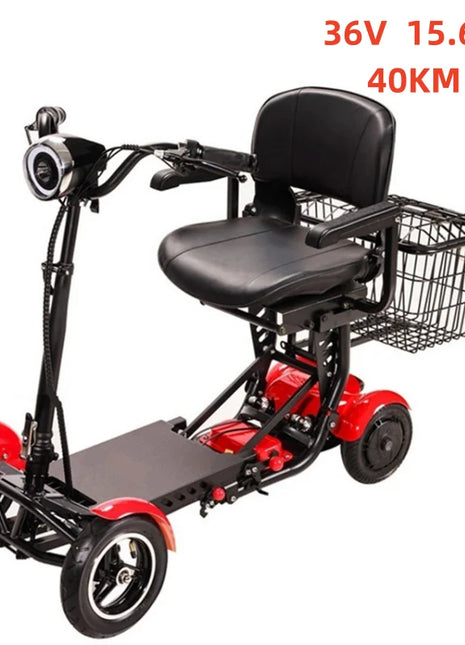 Foldable Mobility Scooter 4 Wheels For Old People Elderly Dual Motor 500W Folding Electric Scooter With Big Seat Blue Red White - riparo82