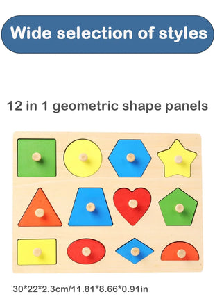 Giocattoli puzzle per bambini Montessori, lavagna per graffiare le mani con forme in legno e colori abbinati, giocattoli cognitivi geometrici per l'educazione precoce - riparo82