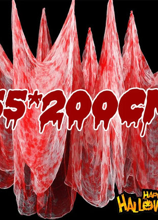 55*200cm Halloween Blood Gauze Window Doorways Wall Decoration Blood Creepy Cloth Haunted House Home Party Scary Scene Props - Riparo82