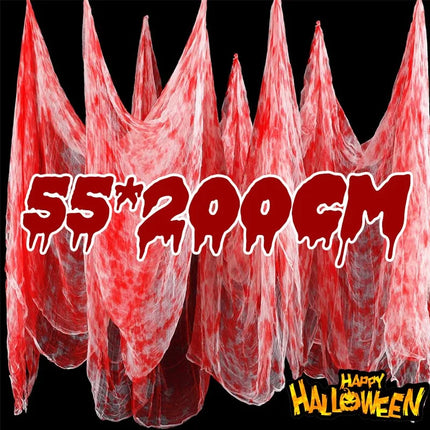 55*200cm Halloween Blood Gauze Window Doorways Wall Decoration Blood Creepy Cloth Haunted House Home Party Scary Scene Props