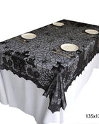 Halloween Decoration Black Spider Web Tablecloth Lace Table Runner Fireplace Cover Halloween Party Home Decor Haunted House Prop - Riparo82