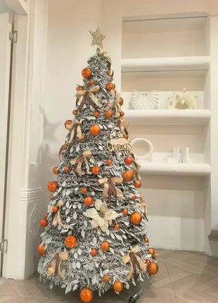 1.5M-2.25M Albero di Natale Allungabile PVC Floccato Albero di Natale Premium Denso Pino Artificiale Salvaspazio Pieghevole Ornamenti natalizi