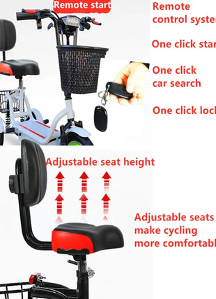 Foldable Electric Tricycle Scooter For 2 Person Elderly Adults Women Mini 3 Wheel Mobility Scooter For Adults Electric - Riparo82