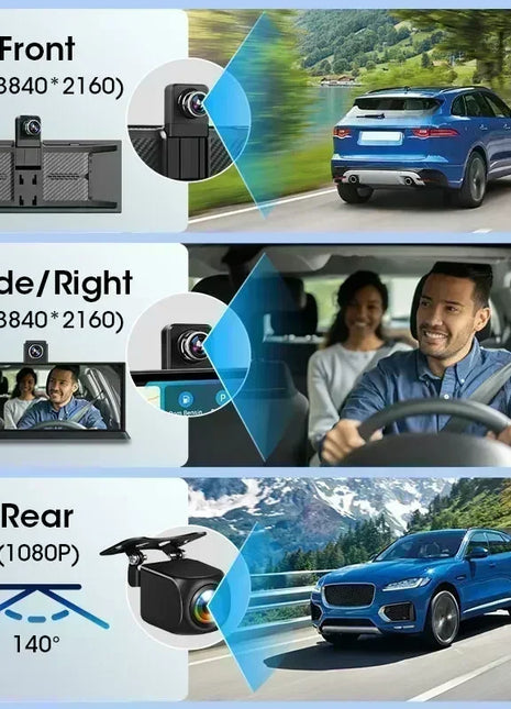 11.3 inch 4K Car DVR Wireless Carplay Android Auto Upgrade 360° Rotating Camera Dash Cam Video Recorder GPS Navigation Dashboard - Riparo82