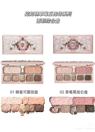 Flower Knows Strawberry Cupid Eyeshadow Palette Matte Fine Shimmer Pearl Face Palette 7 Colour Glitter Eye Shadow - Riparo82