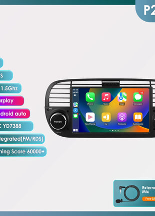 Hizpo 7 Inch 8 Core Car Radio Stereo for FIAT 500 2007-2015 GPS 2din Autoradio CarPlay Android 13 Auto Navigation Head Unit Wifi