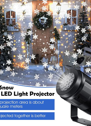 Grandi luci per proiettori con fiocchi di neve Decorazioni natalizie a LED Lampada da palco rotante 2025 Decorazione natalizia per feste di Capodanno