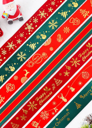 Nastro natalizio stampato da 5 metri Nastro natalizio in poliestere per design fatto a mano Decorazione natalizia Confezione regalo bouquet torta fai da te - riparo82