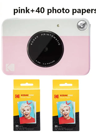 KODAK Fotocamera digitale con stampa istantanea Printomatic ZINK Stampa senza inchiostro Stampa su carta fotografica a colori Flash Set di pellicole 20/40 opzionale